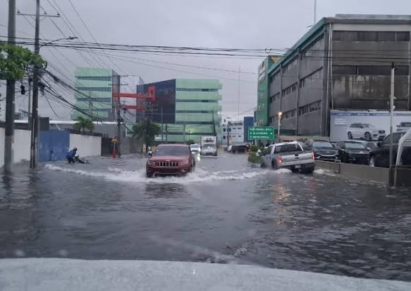 Urban flooding in Santiago, Dominican Republic, after heavy rainfall associated with a weather trough