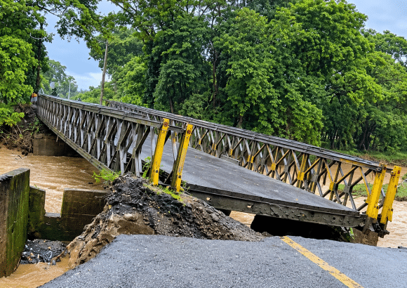 Unfinished bridge construction project in Juma Bejucal, Bonao, Dominican Republic
