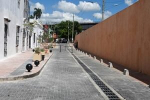 Newly rehabilitated streets and sidewalks in Santo Domingo’s Colonial City as part of a RD$61.5 million tourism infrastructure project