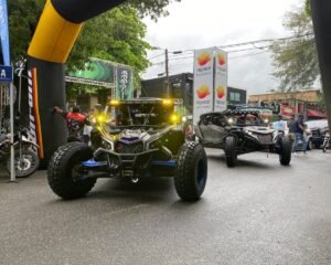 Off-road riders take part in the 10th edition of Toma Hard Enduro 2026 in rainy conditions in San Cristóbal